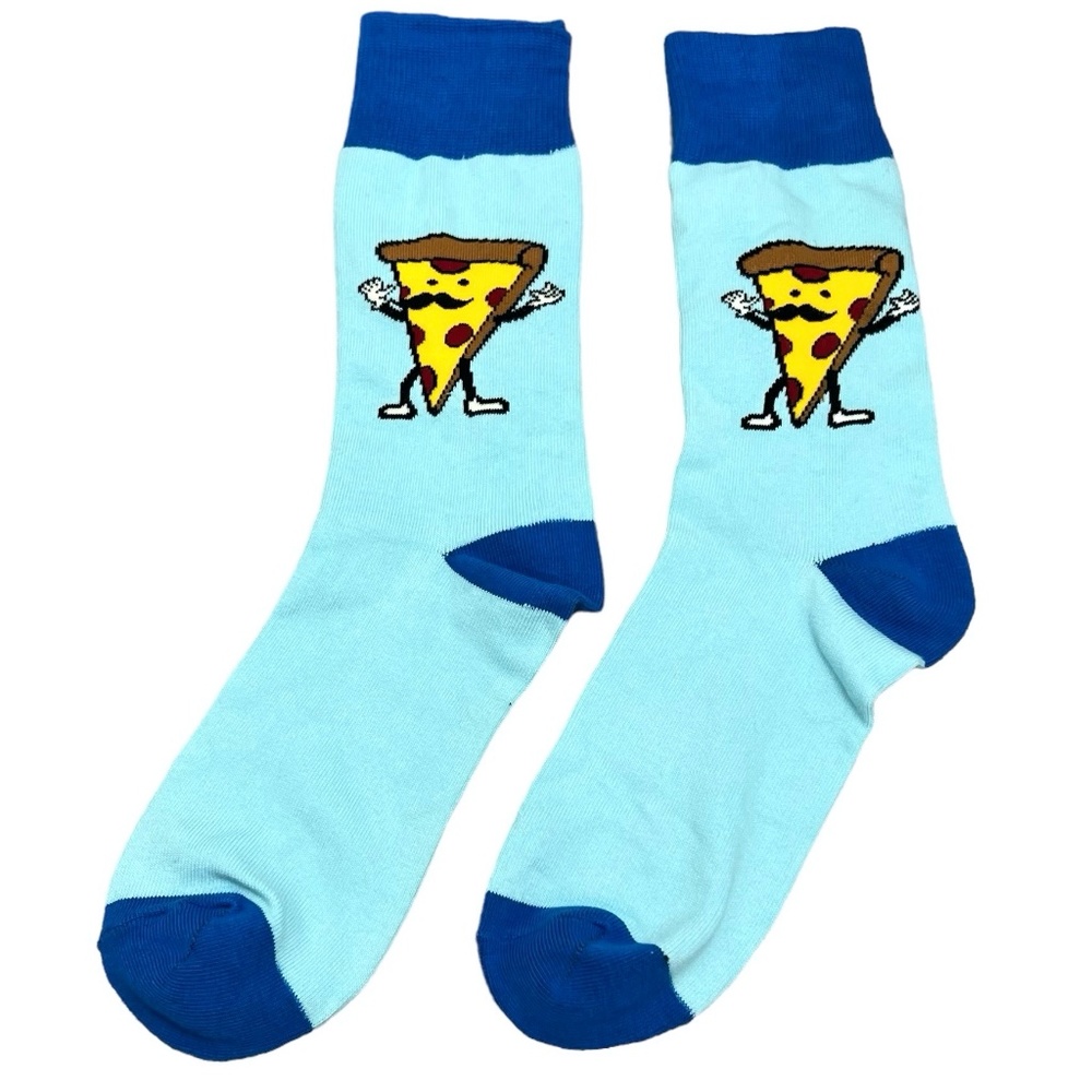 URBAN OUTFITTERS NOVELTY BLUE CREW SOCKS WITH PIZZA DESIGN